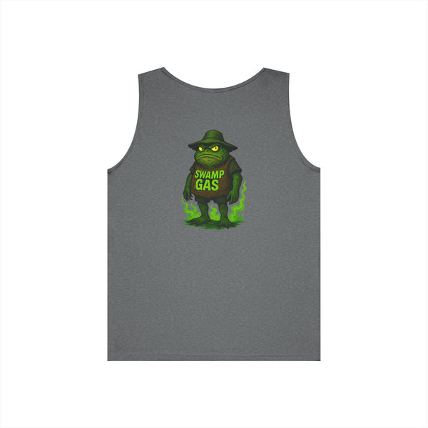 Swamp Gas Unisex Heavy Cotton Tank Top - Fun Summer Wear, Graphic Tee for Parties, Gifts, Halloween, Outdoor Events, Festival Apparel