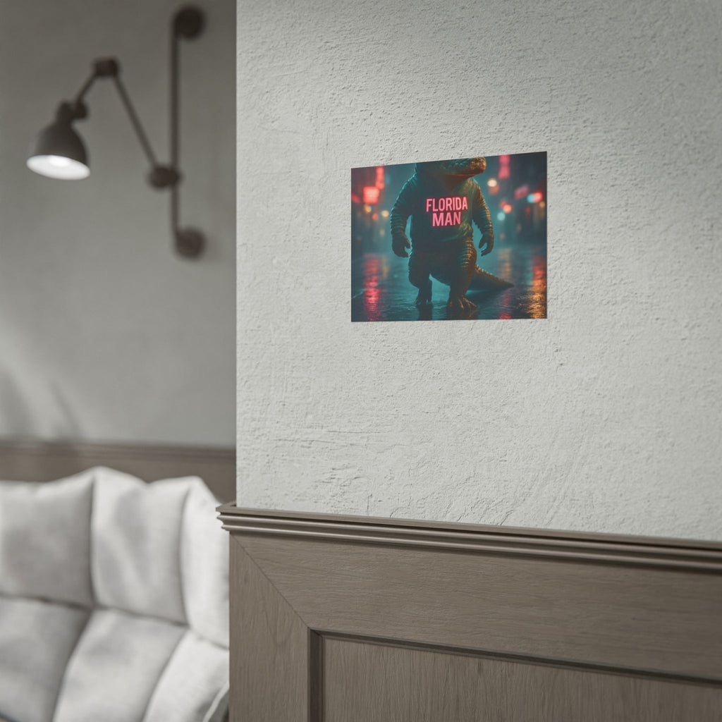 Rolled Posters - Florida Man Gaming Alligator Cyberpunk 3D Render