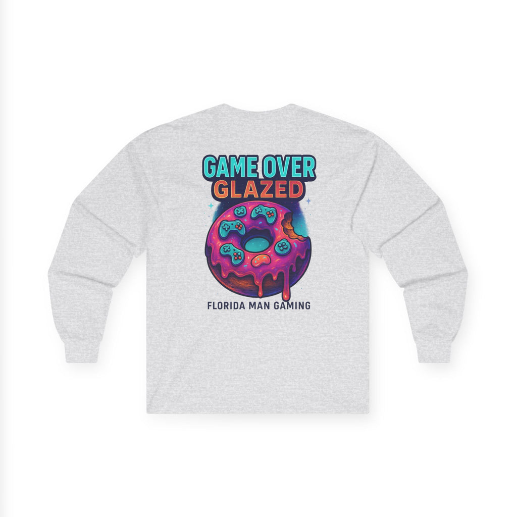 Game Over Glazed Gaming Long Sleeve Tee, Gamer Shirt, Unisex Cotton Tee, Video Game Gift, Retro Gaming Apparel, Fun Gift for Gamers