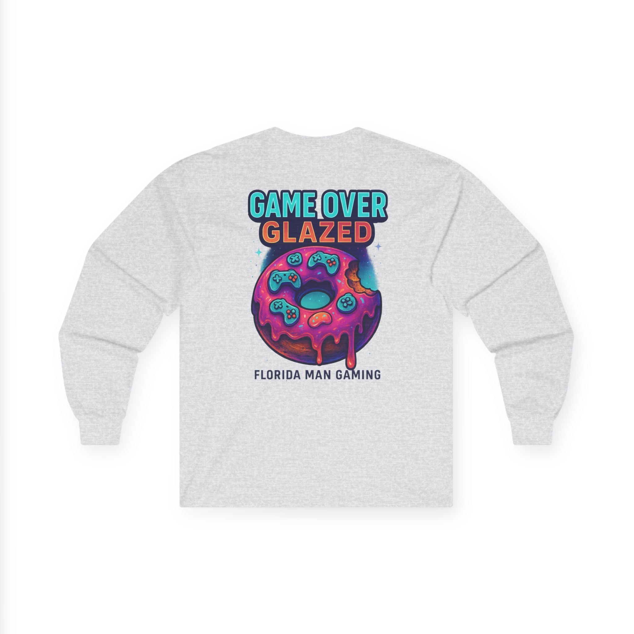 Game Over Glazed Gaming Long Sleeve Tee, Gamer Shirt, Unisex Cotton Tee, Video Game Gift, Retro Gaming Apparel, Fun Gift for Gamers