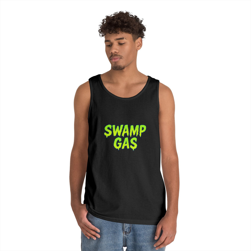 Swamp Gas Unisex Heavy Cotton Tank Top - Fun Summer Wear, Graphic Tee for Parties, Gifts, Halloween, Outdoor Events, Festival Apparel