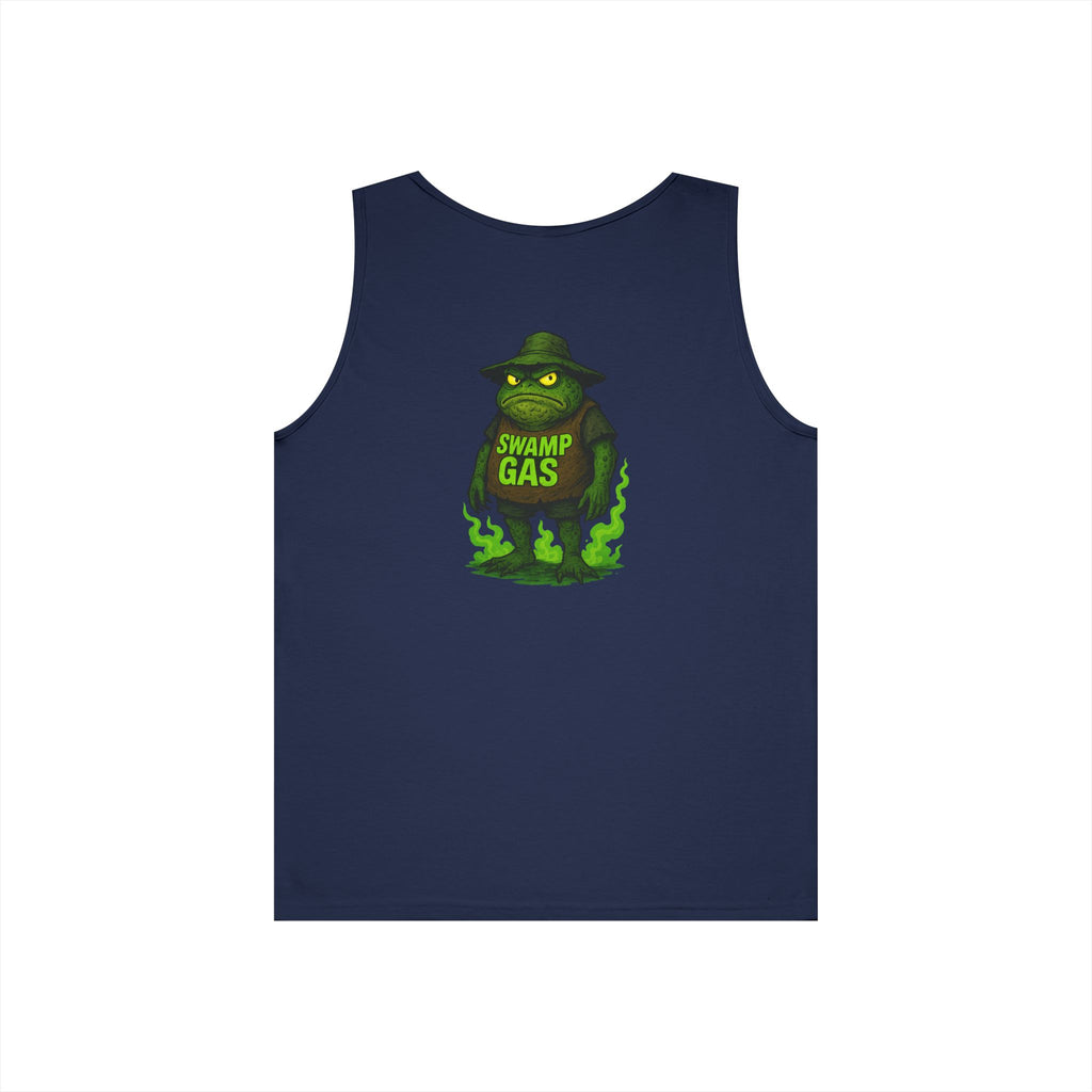 Swamp Gas Unisex Heavy Cotton Tank Top - Fun Summer Wear, Graphic Tee for Parties, Gifts, Halloween, Outdoor Events, Festival Apparel