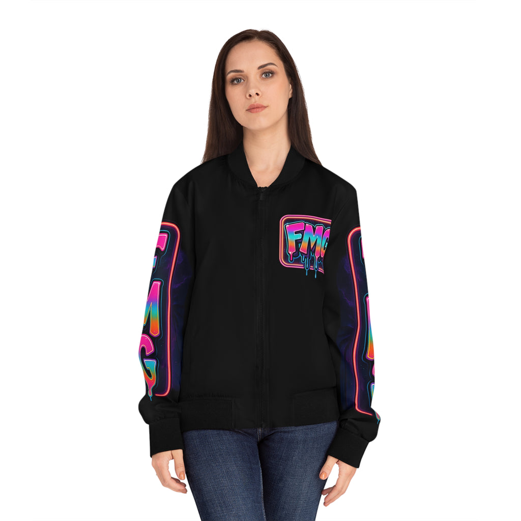FMG Neon Graffiti Bomber Jacket