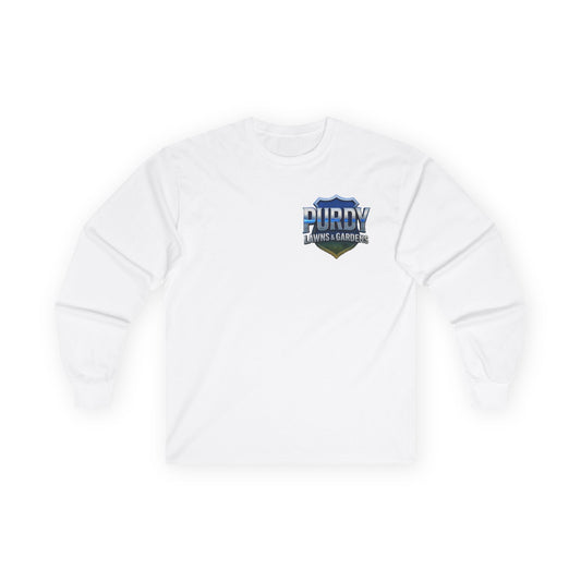 Purdy Lawns & Gardens Long Sleeve Tee, Gardening Shirt, Lawn Care Apparel, Casual Workwear, Unisex Garden Tee, Personalized Gift