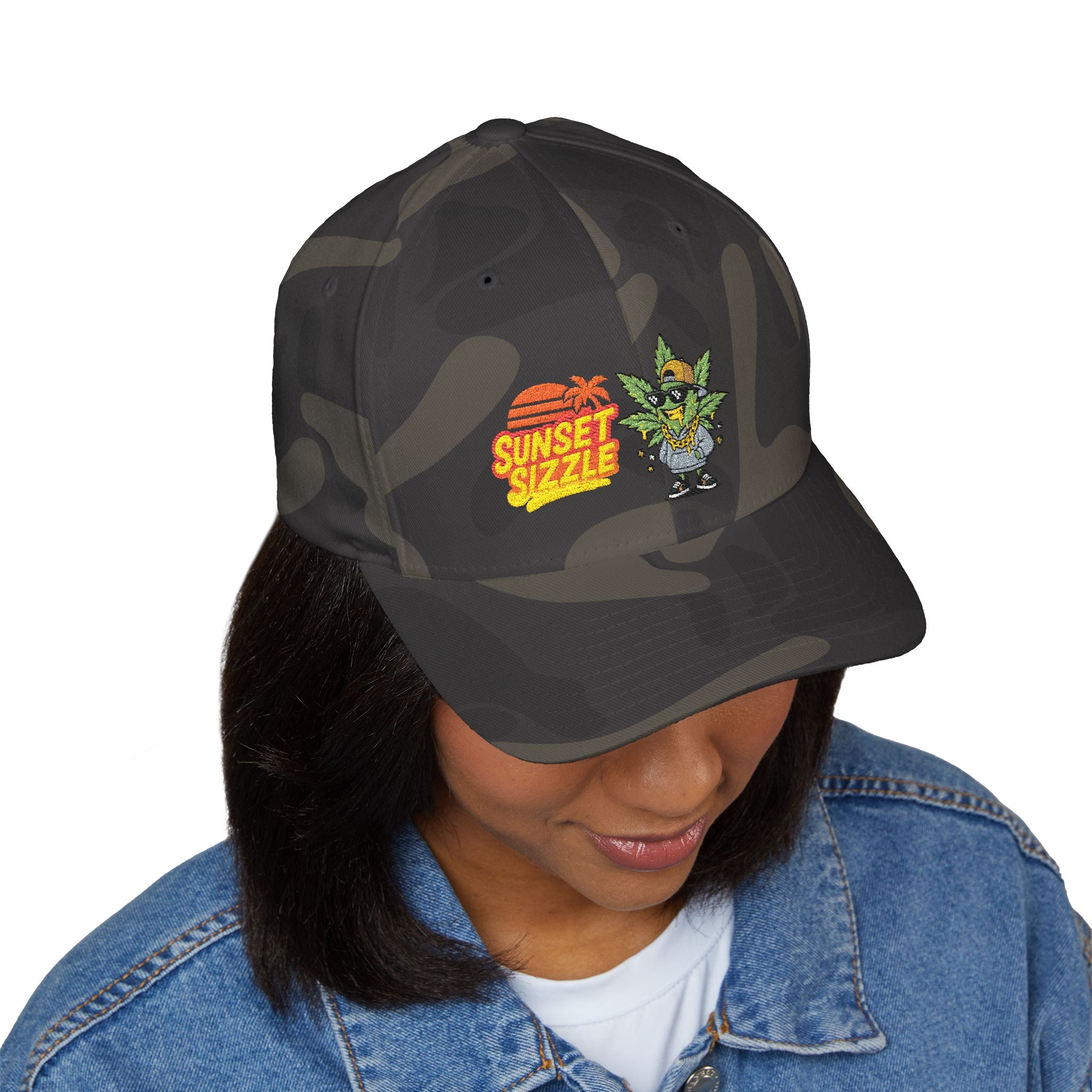 Cap - Sunset Sizzle Embroidery Design - Vaporwave Streetwear