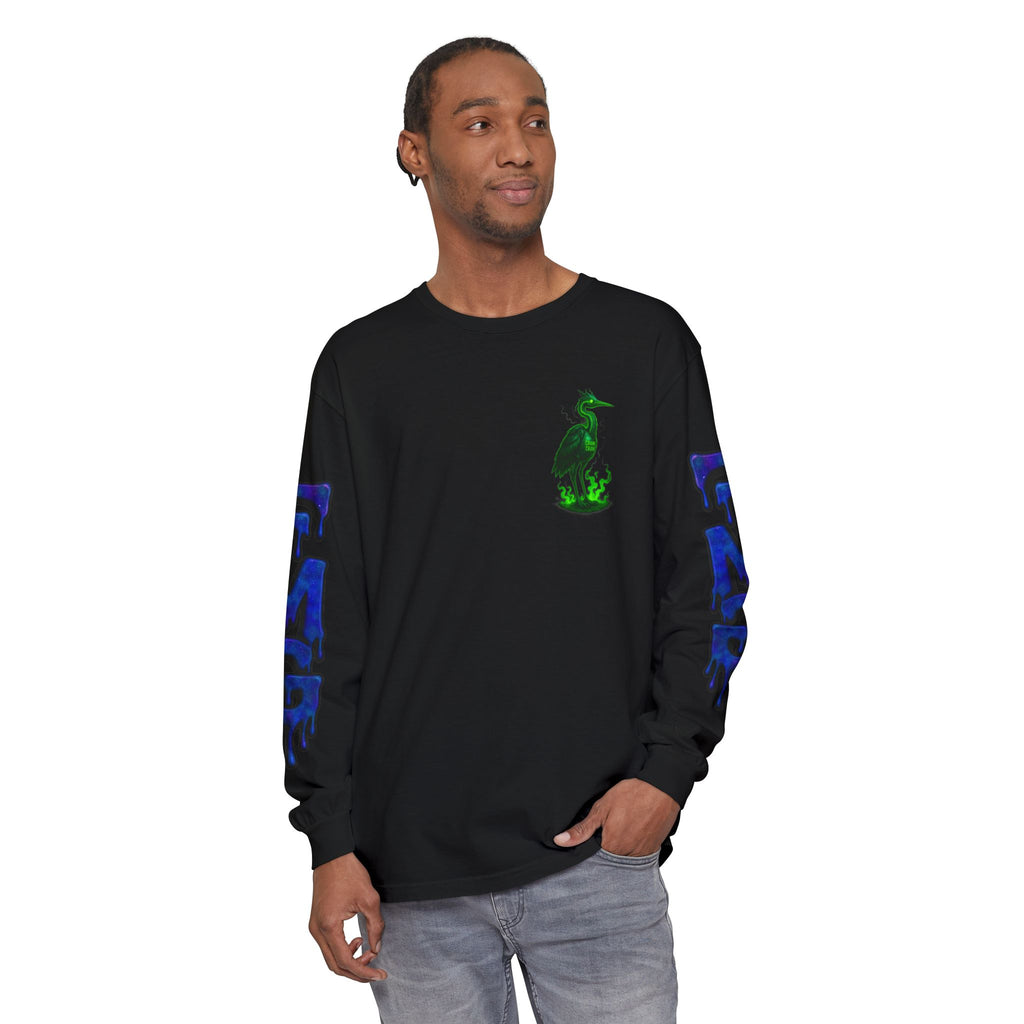 FloridaMan Gaming Long Sleeve Tee — Neon Heron Logo Sleeve Graphic Shirt