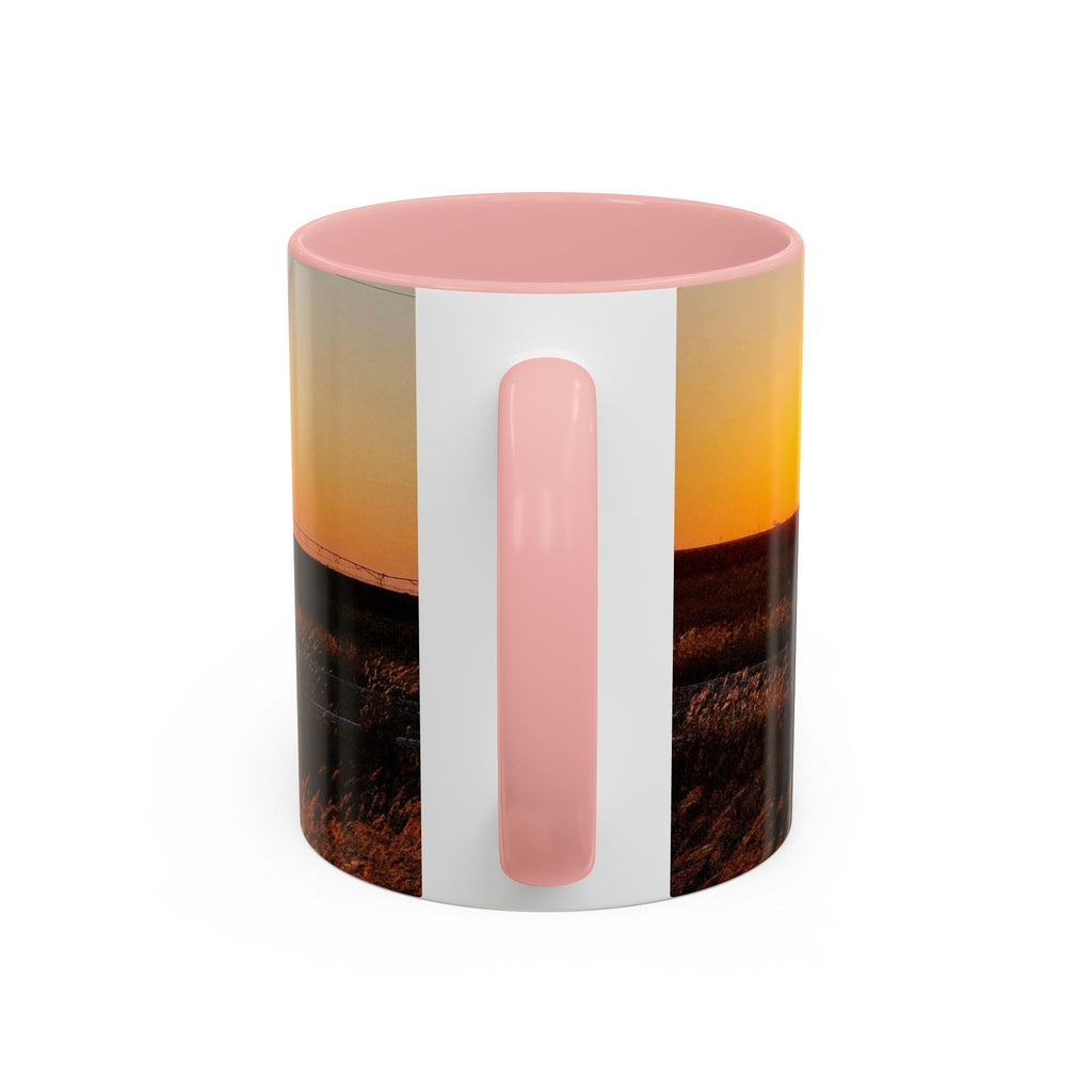 Sunset Prairie Accent Coffee Mug — Warm Sunrise Landscape 11/15oz