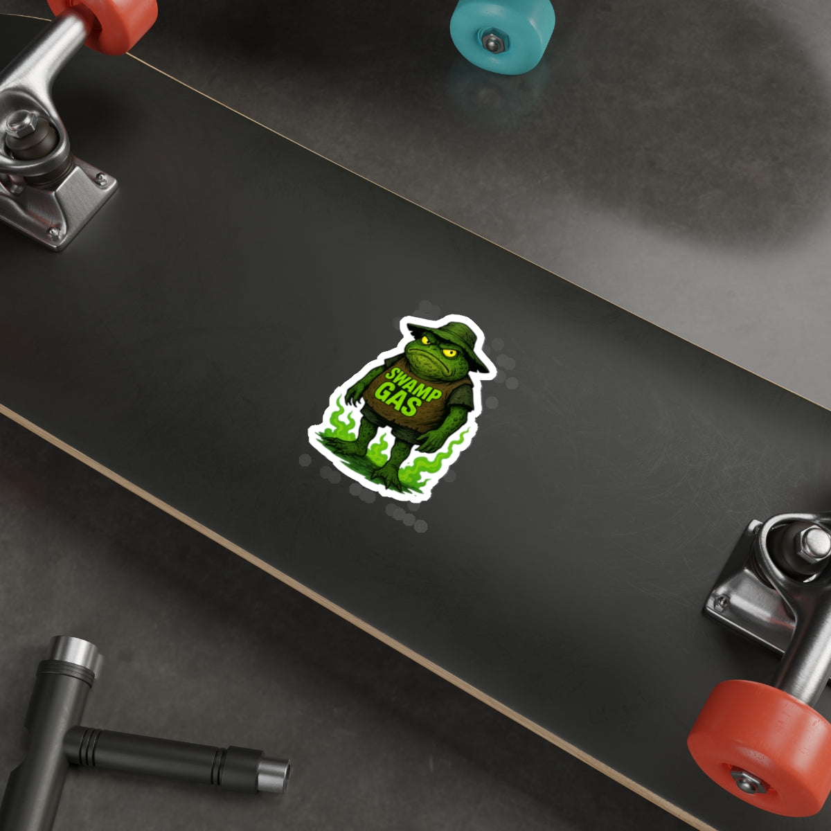 Swamp Gas Die-Cut Stickers, Fun Green Toad Decor, Unique Laptop Stickers, Quirky Gifts for Friends, Great for Parties and Halloween