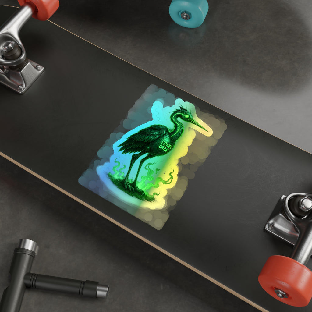 Holographic Crane Die-Cut Stickers | Unique Skateboard Decor, Artful Journaling, Vibrant Gifts for Nature Lovers, Party Favors