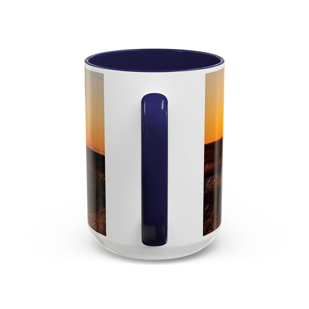Sunset Prairie Accent Coffee Mug — Warm Sunrise Landscape 11/15oz
