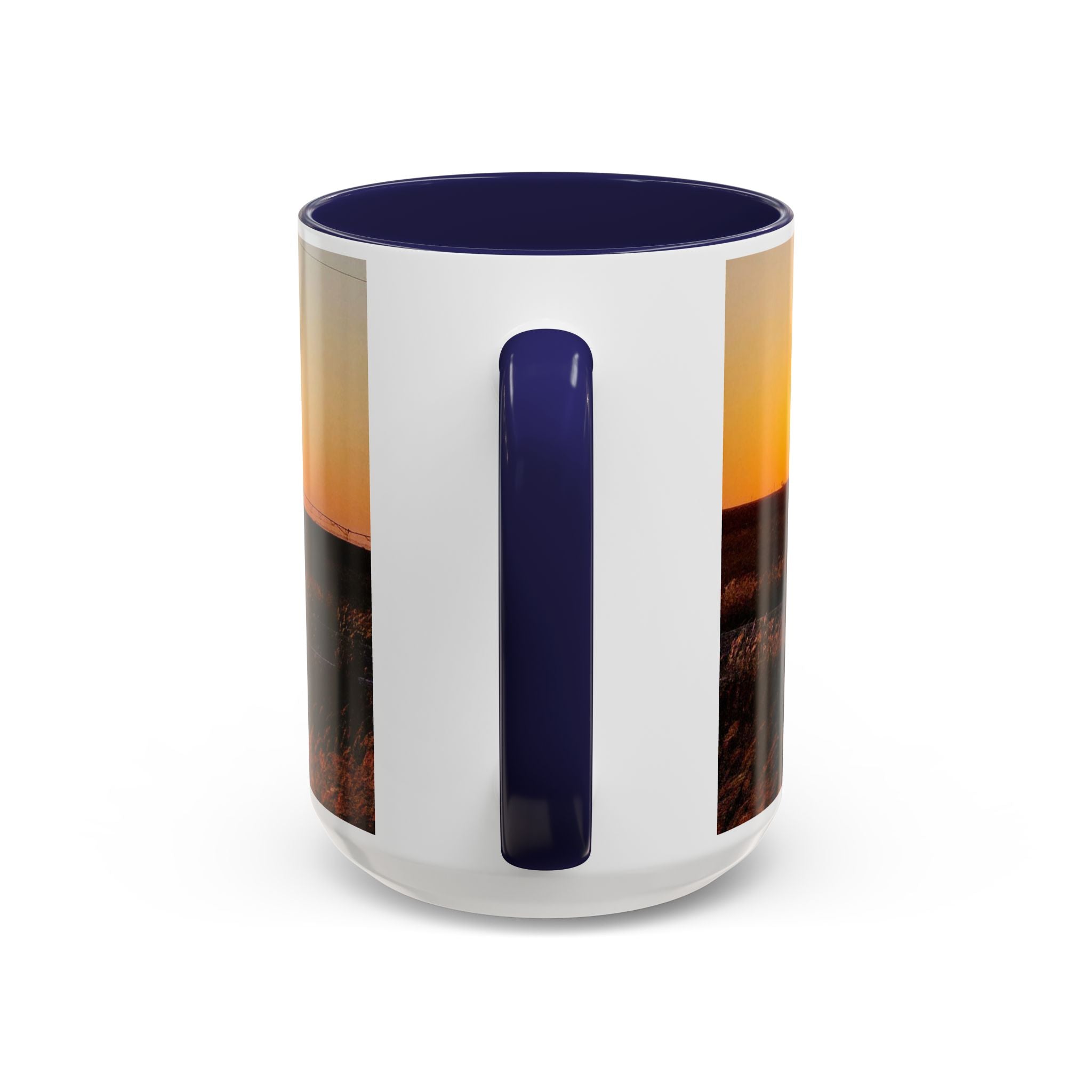 Sunset Prairie Accent Coffee Mug — Warm Sunrise Landscape 11/15oz