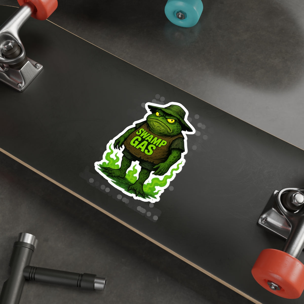 Swamp Gas Die-Cut Stickers, Fun Green Toad Decor, Unique Laptop Stickers, Quirky Gifts for Friends, Great for Parties and Halloween