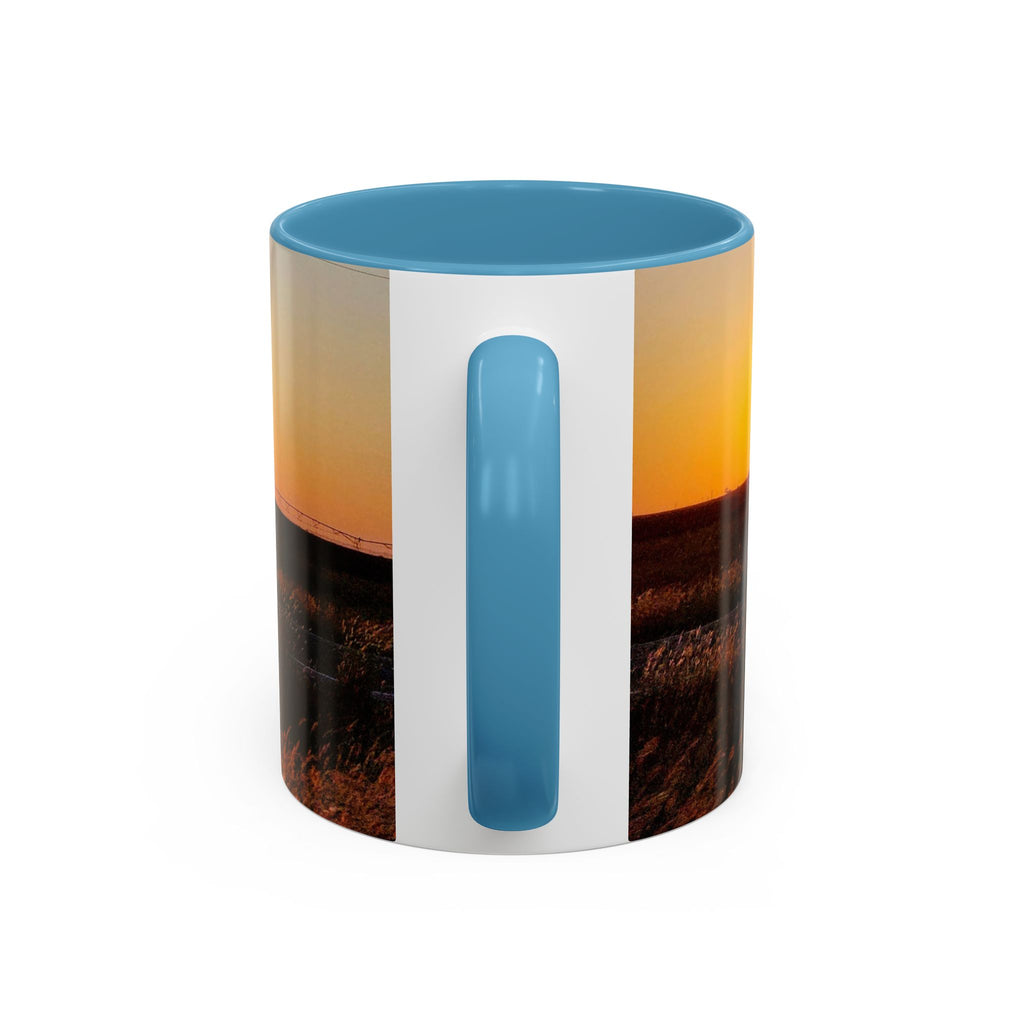 Sunset Prairie Accent Coffee Mug — Warm Sunrise Landscape 11/15oz