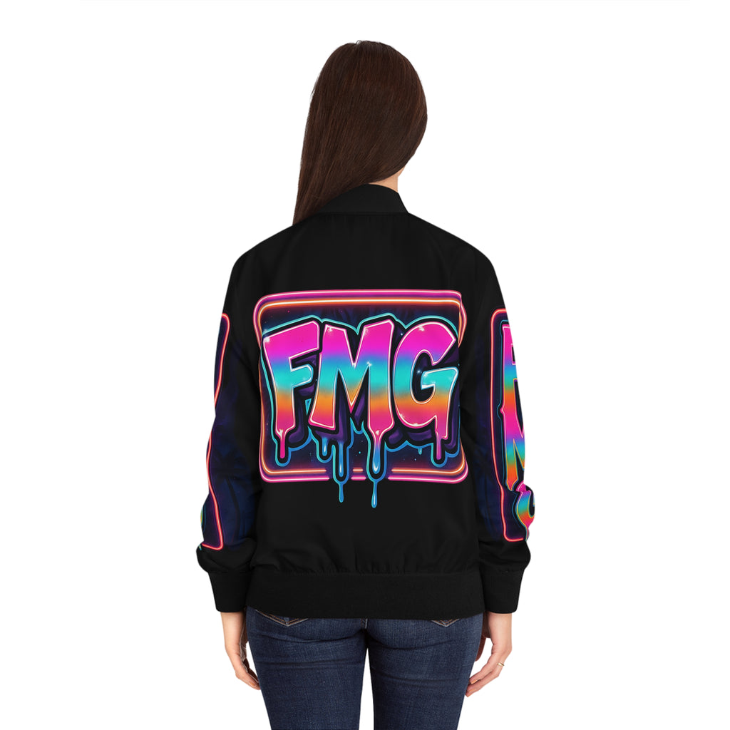 FMG Neon Graffiti Bomber Jacket