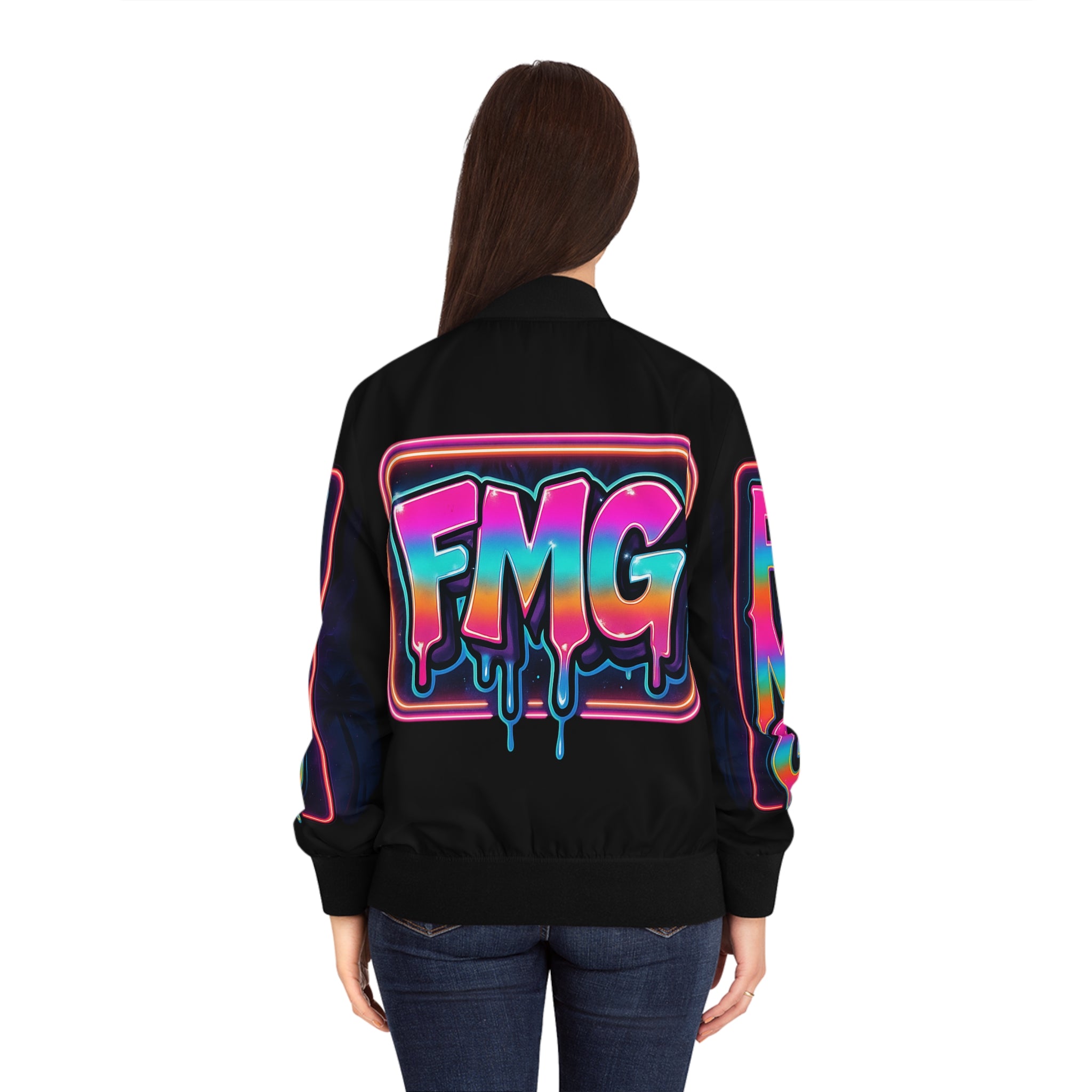 FMG Neon Graffiti Bomber Jacket