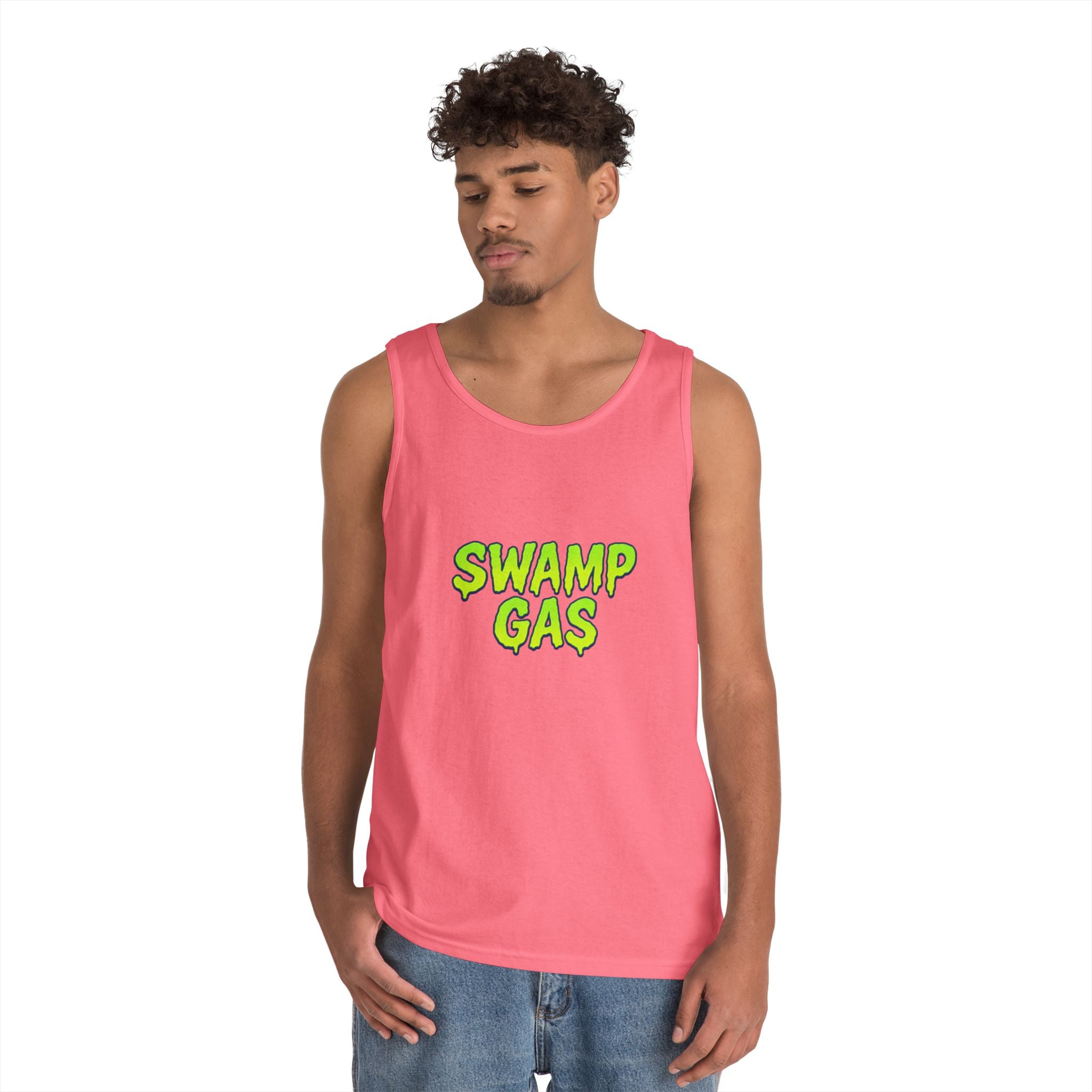 Swamp Gas Unisex Heavy Cotton Tank Top - Fun Summer Wear, Graphic Tee for Parties, Gifts, Halloween, Outdoor Events, Festival Apparel