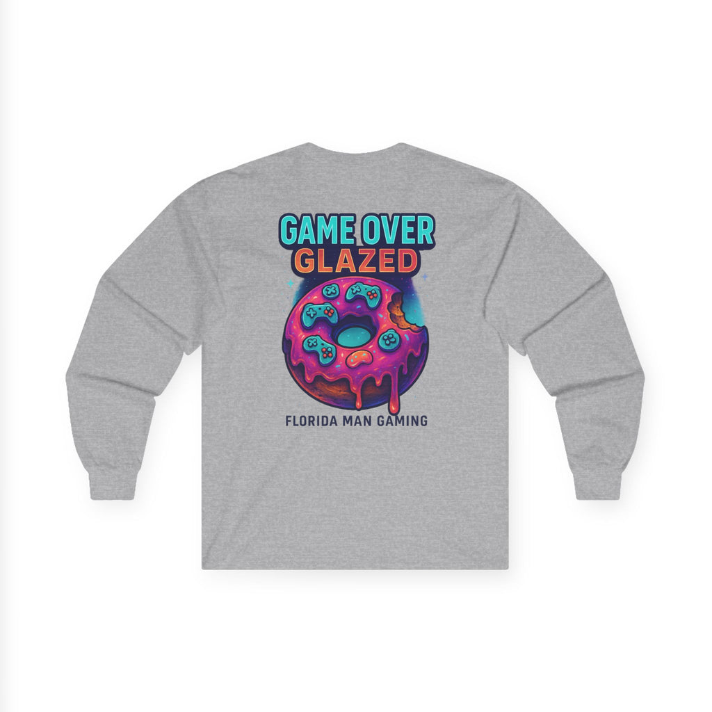 Game Over Glazed Gaming Long Sleeve Tee, Gamer Shirt, Unisex Cotton Tee, Video Game Gift, Retro Gaming Apparel, Fun Gift for Gamers