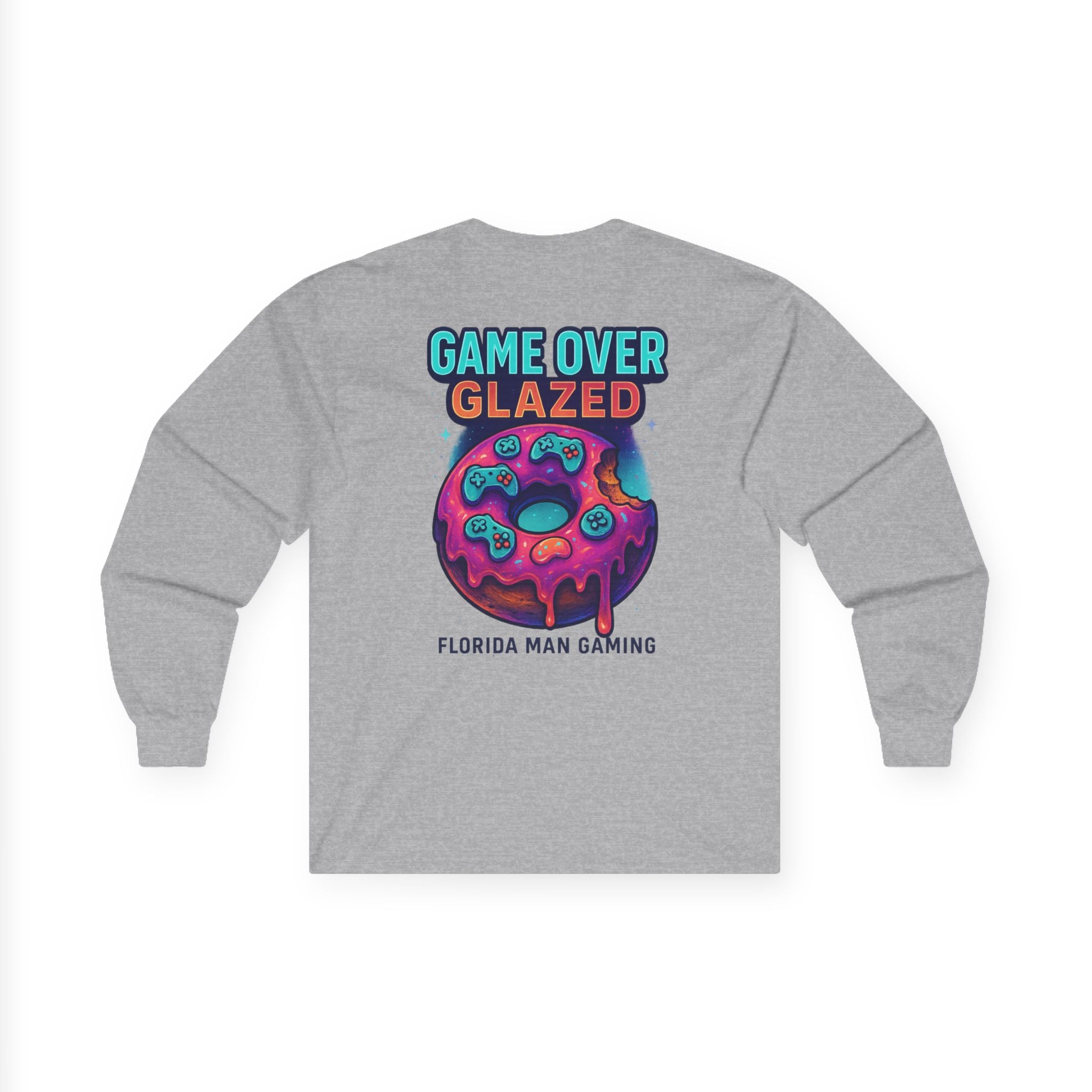 Game Over Glazed Gaming Long Sleeve Tee, Gamer Shirt, Unisex Cotton Tee, Video Game Gift, Retro Gaming Apparel, Fun Gift for Gamers