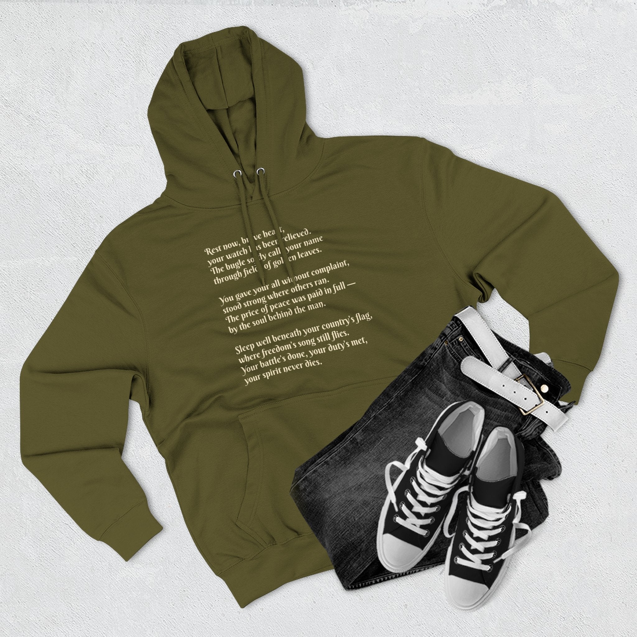 Soldier Poem Hoodie — Patriotic Military Tribute Fleece Pullover