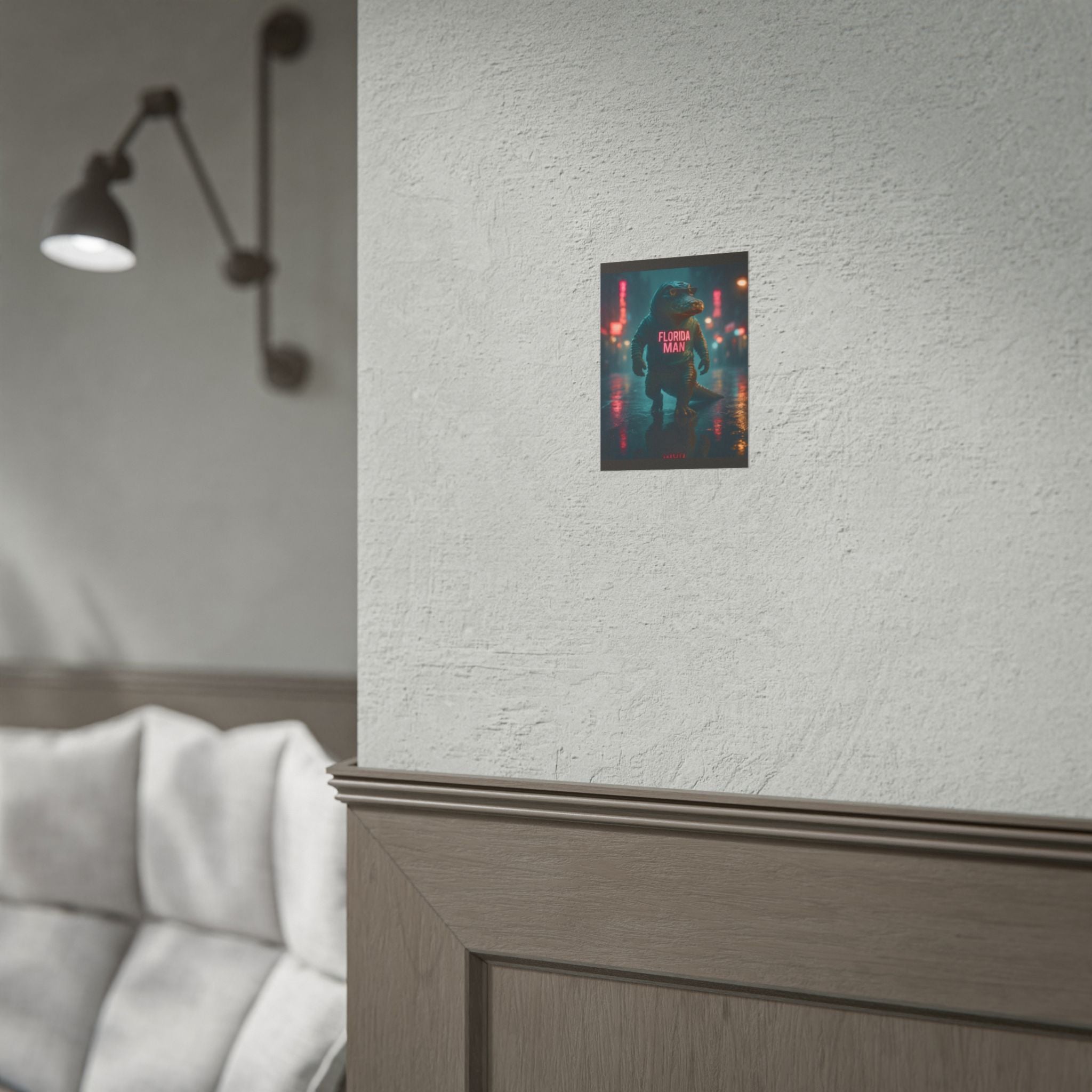 Rolled Posters - Florida Man Gaming Alligator Cyberpunk 3D Render