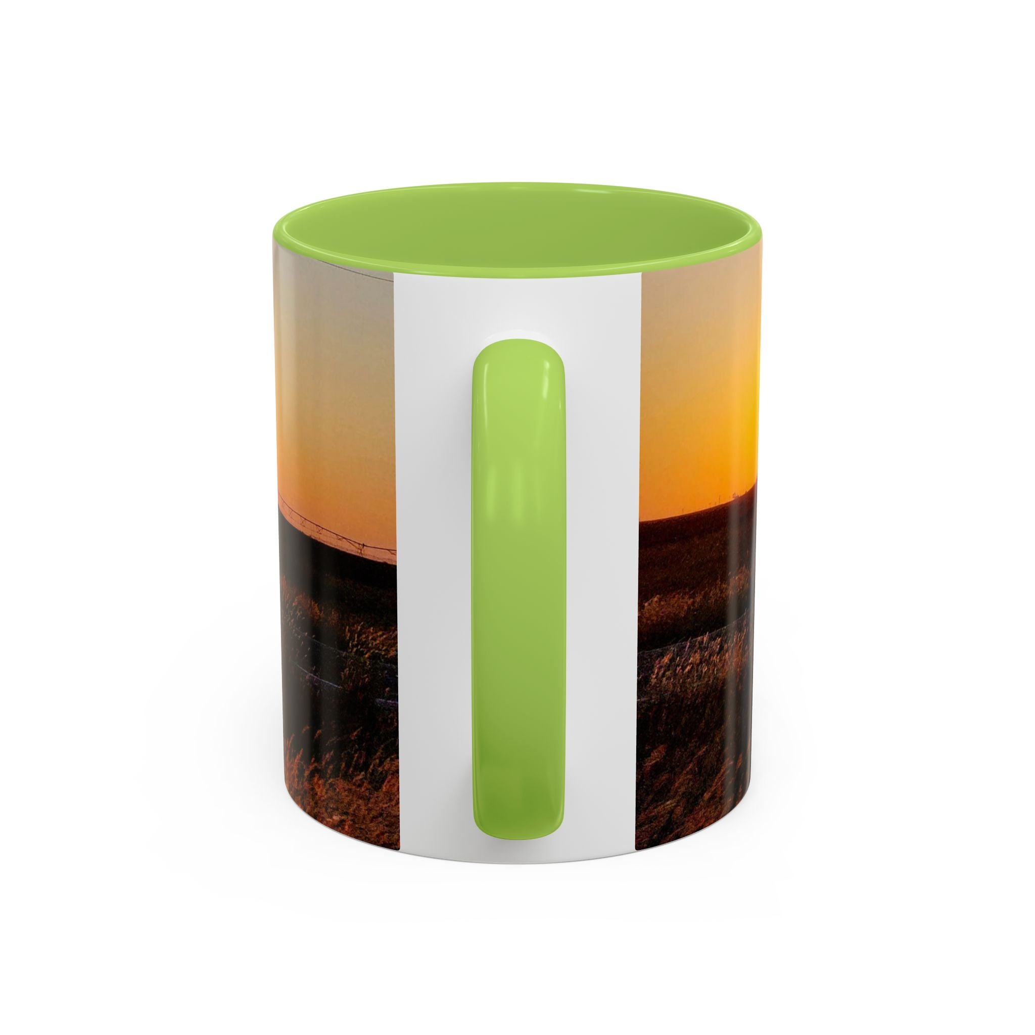 Sunset Prairie Accent Coffee Mug — Warm Sunrise Landscape 11/15oz