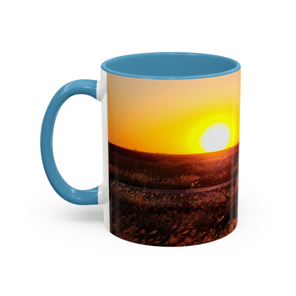 Sunset Prairie Accent Coffee Mug — Warm Sunrise Landscape 11/15oz