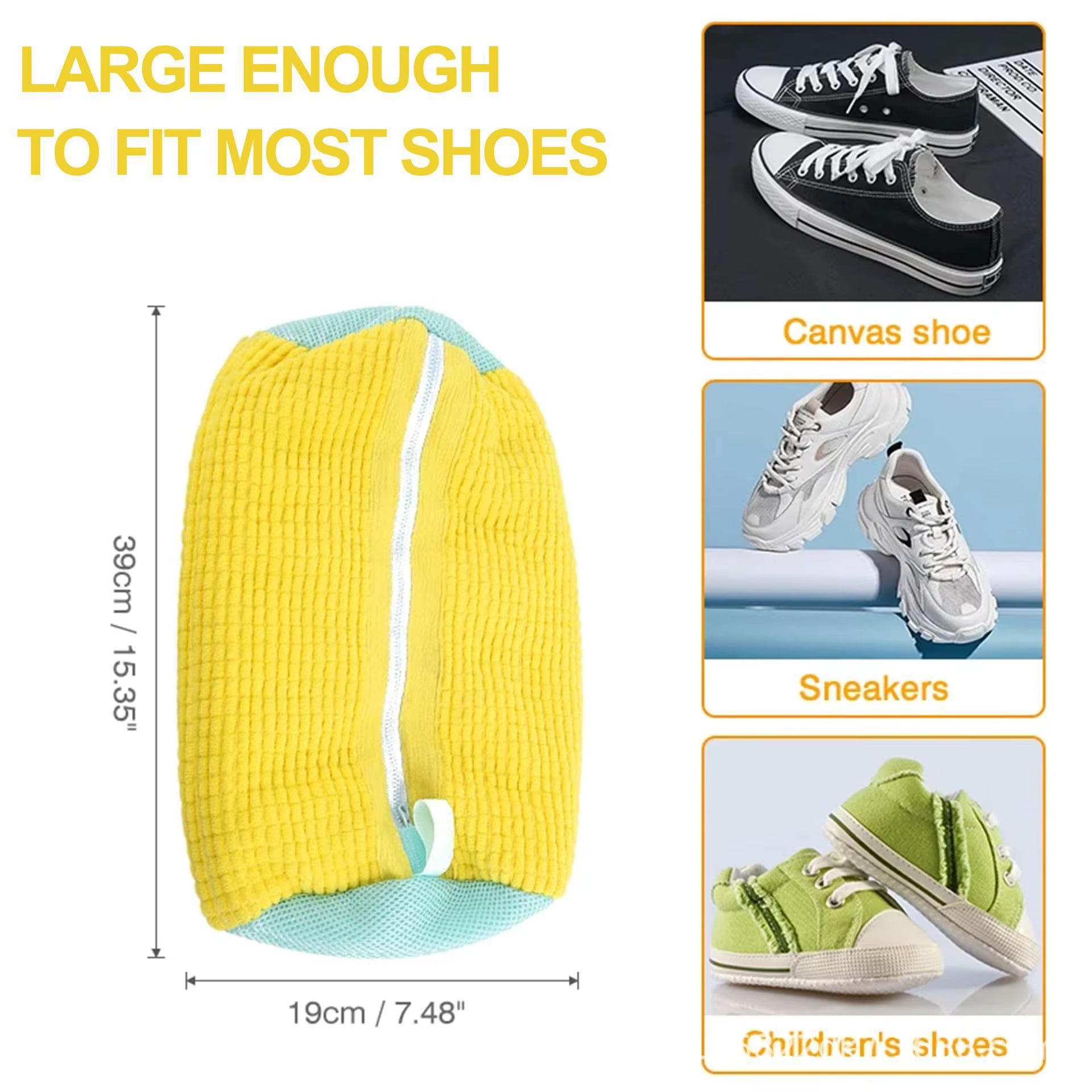 2Pcs Shoe Washing Bag Washing Machine Laundry Bags Closure Shoes Cleaning Bag Fluffy Fibers Sneaker Protector Laundry Drying Bag