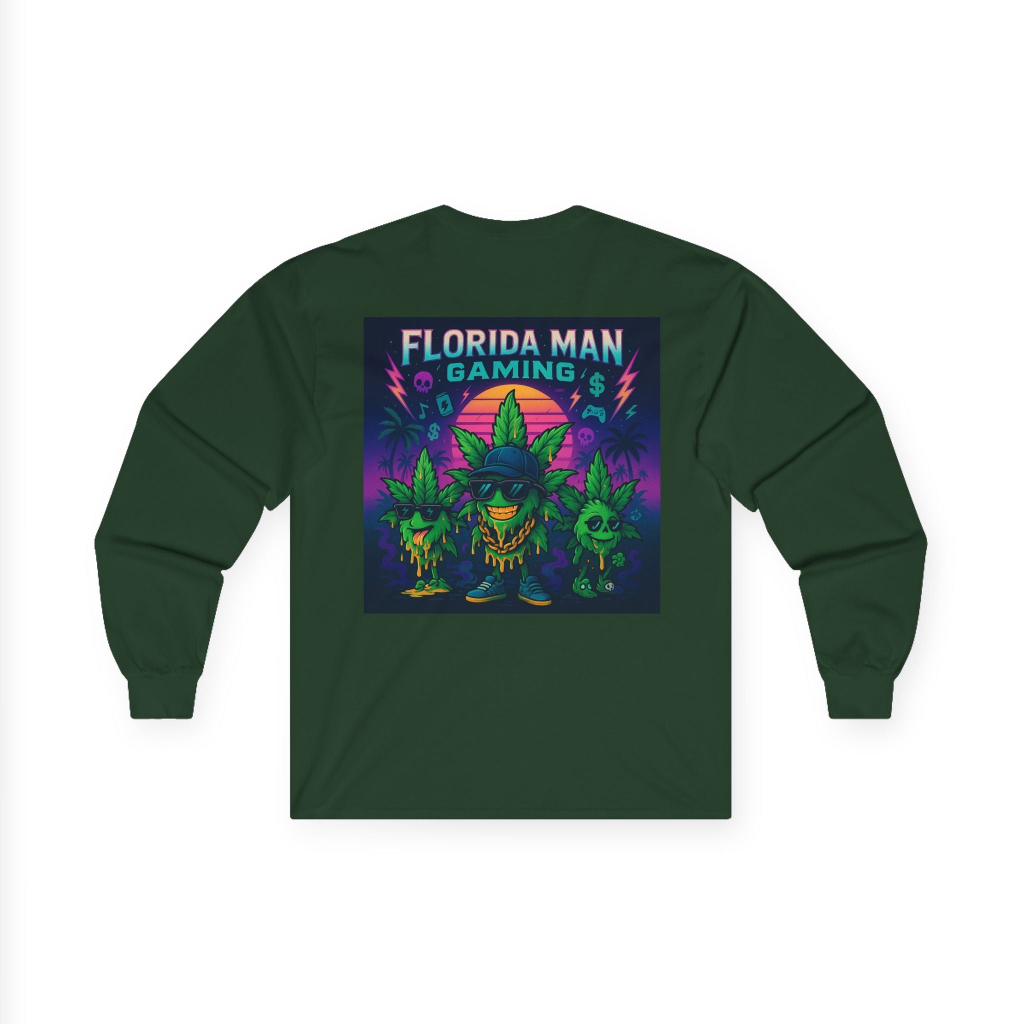 Florida Man Gaming Long Sleeve Tee - Unisex Cotton Shirt for Gamers, Halloween, Gift, Streetwear, Weed Culture