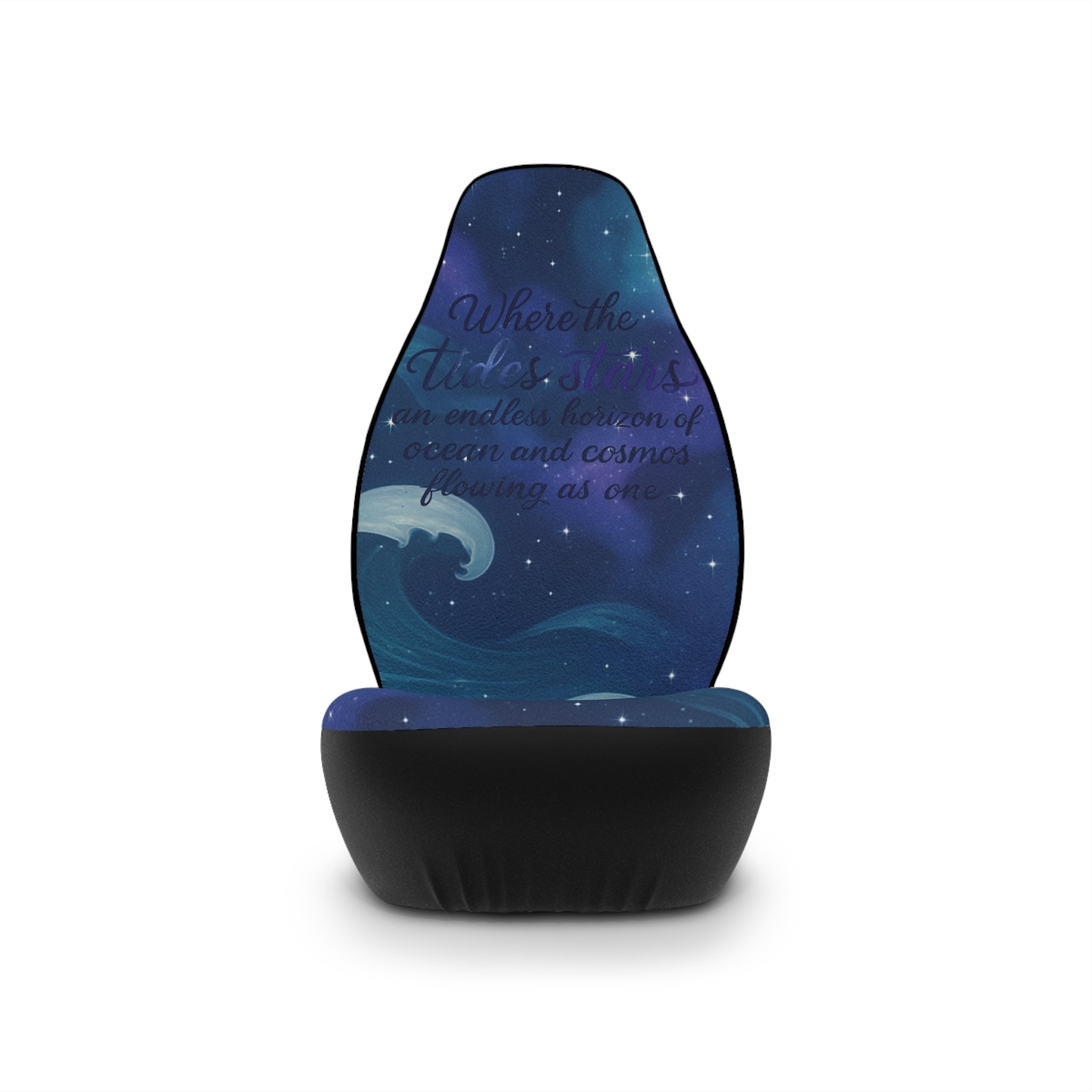 Ocean Night Car Seat Covers — Starry Waves Design with 'Where the Wind's...' Quote