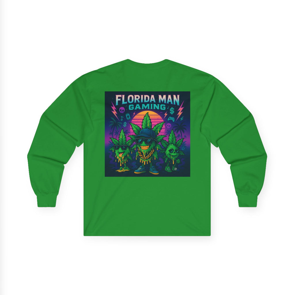 Florida Man Gaming Long Sleeve Tee - Unisex Cotton Shirt for Gamers, Halloween, Gift, Streetwear, Weed Culture