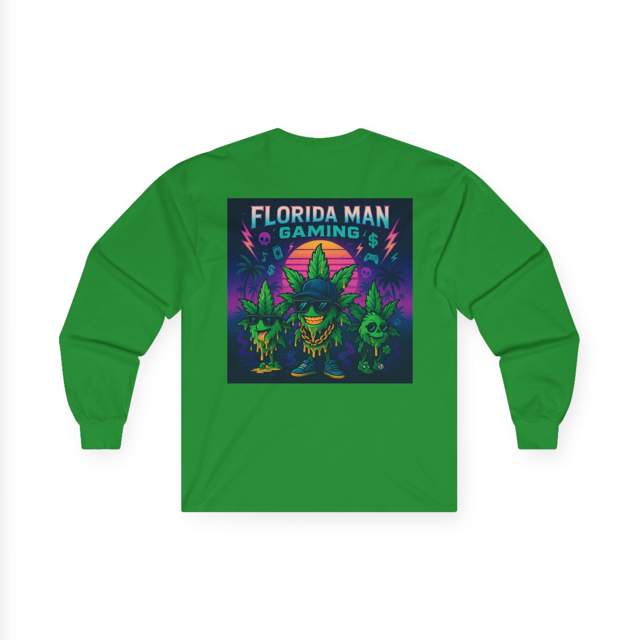 Florida Man Gaming Long Sleeve Tee - Unisex Cotton Shirt for Gamers, Halloween, Gift, Streetwear, Weed Culture