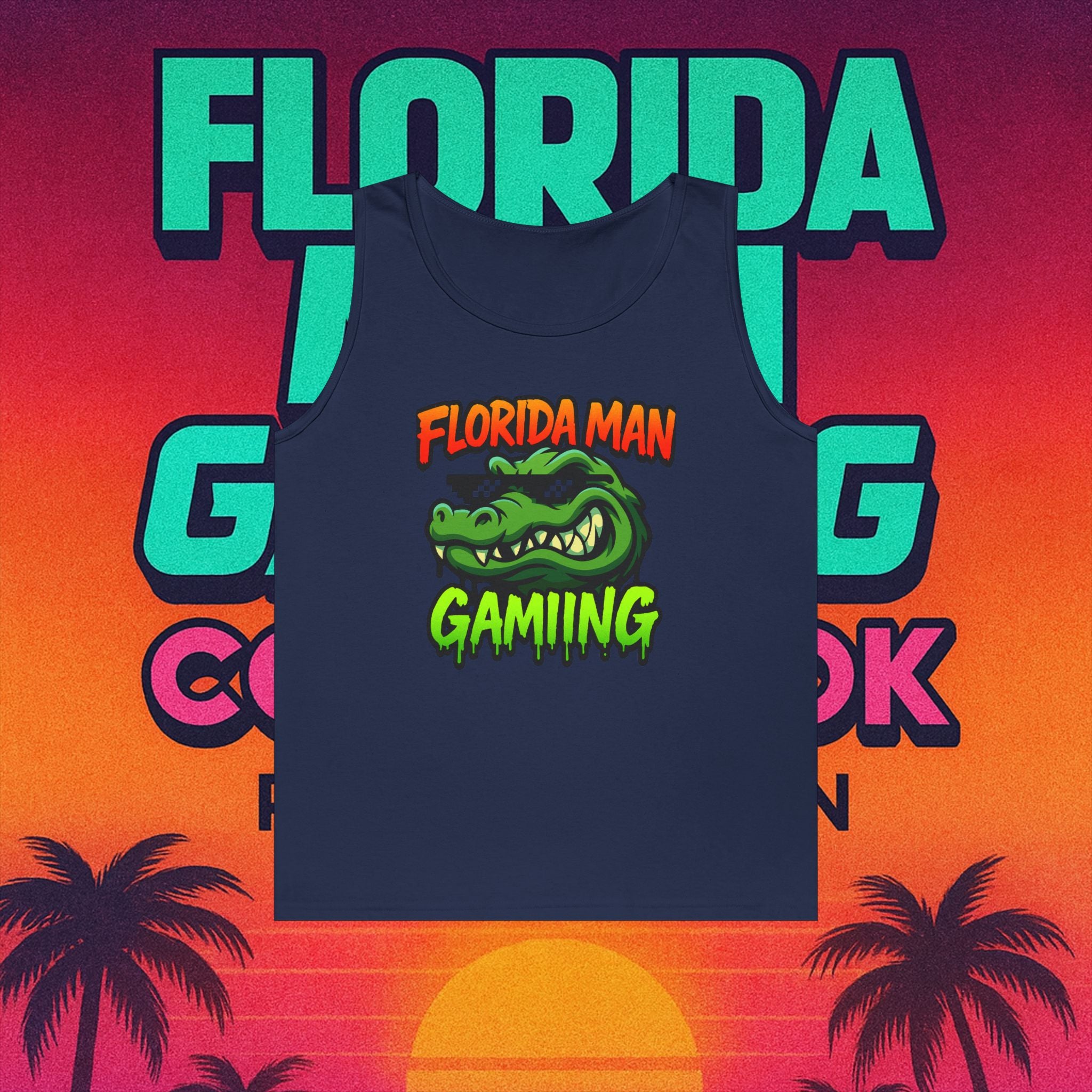 Florida Man Gaming Unisex Heavy Cotton Tank Top, Fun Summer Apparel, Gamer Gift, Casual Wear, Florida Themed Clothing