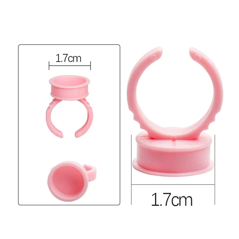100Pcs/Set Eyelash Extension Glue Rings Glue Holder Tool Kit Set Professional Makeup Disposable Adhesive Eyelash