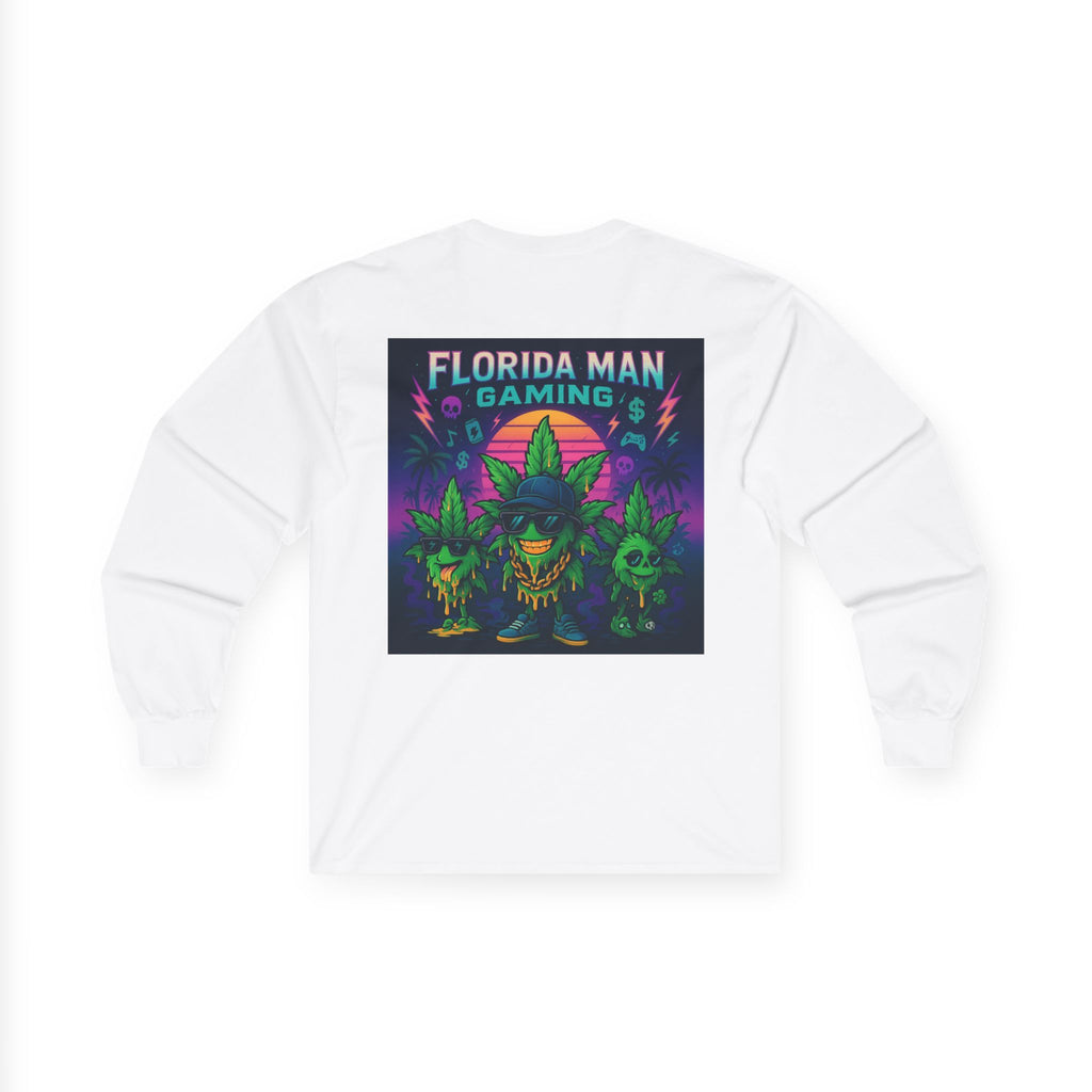 Florida Man Gaming Long Sleeve Tee - Unisex Cotton Shirt for Gamers, Halloween, Gift, Streetwear, Weed Culture
