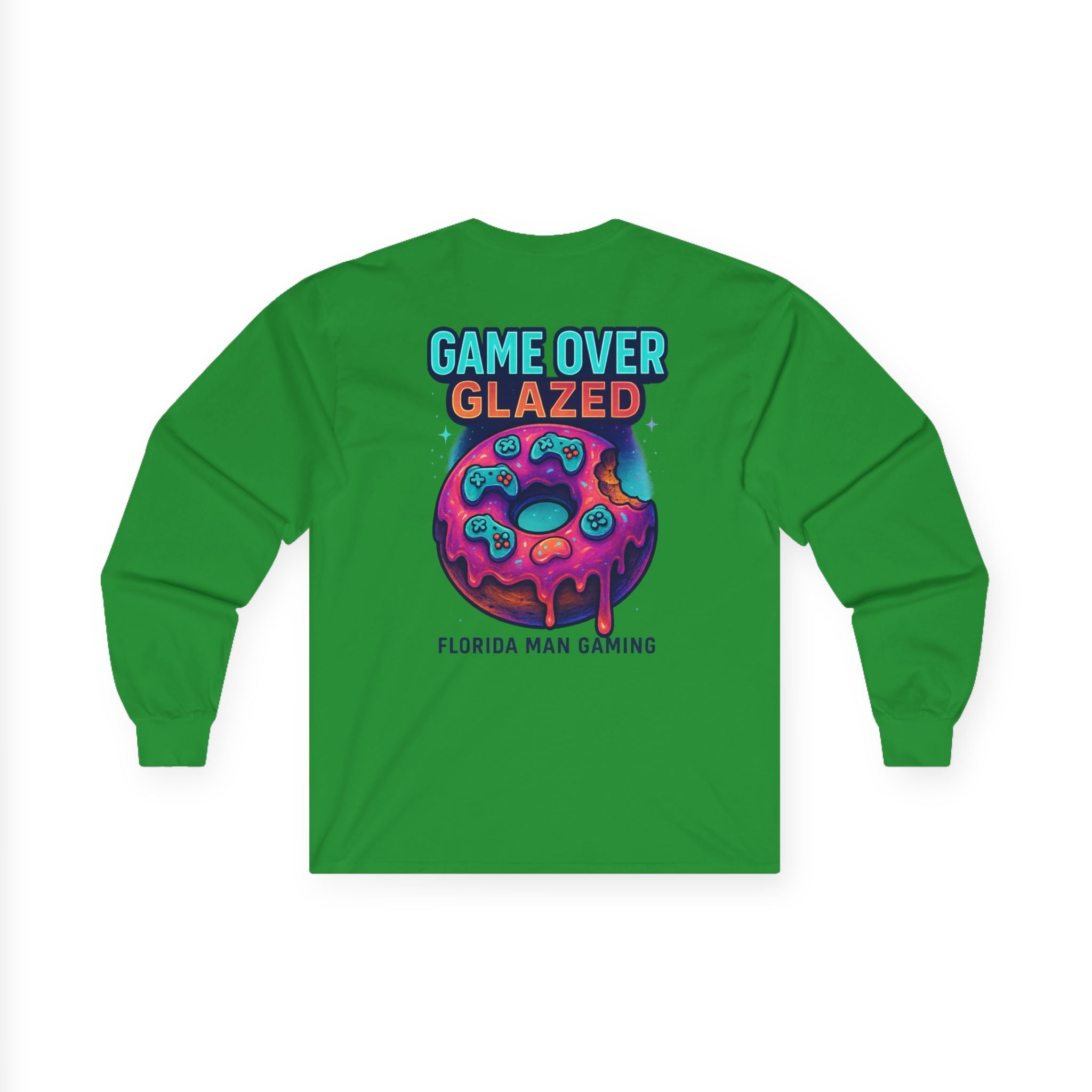 Game Over Glazed Gaming Long Sleeve Tee, Gamer Shirt, Unisex Cotton Tee, Video Game Gift, Retro Gaming Apparel, Fun Gift for Gamers