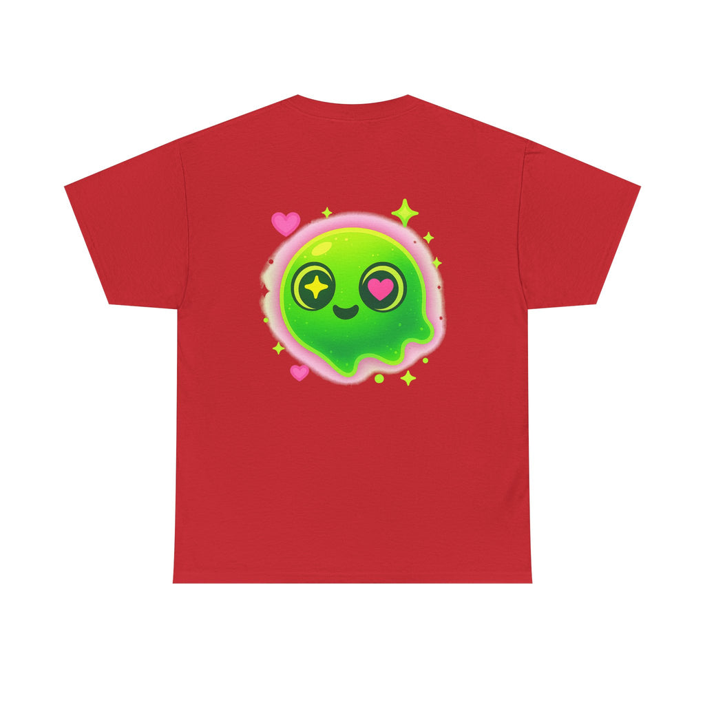 Neon Green Blob Unisex Tee - Cute Cartoonish Design with Hearts and Stars