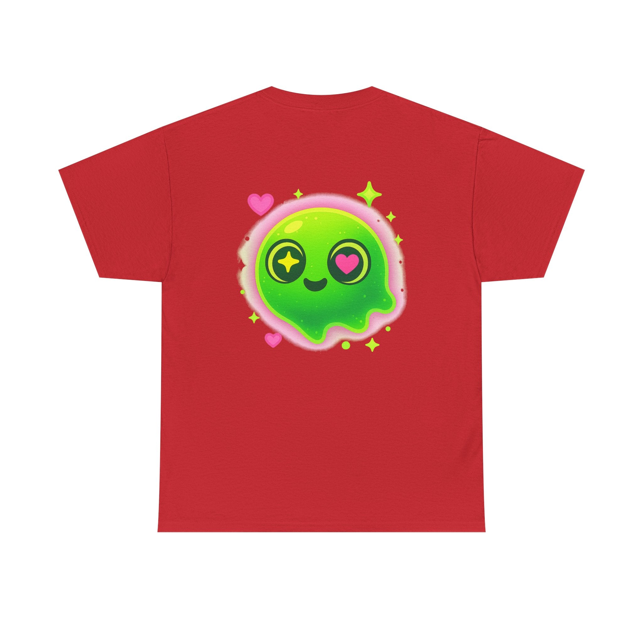Neon Green Blob Unisex Tee - Cute Cartoonish Design with Hearts and Stars