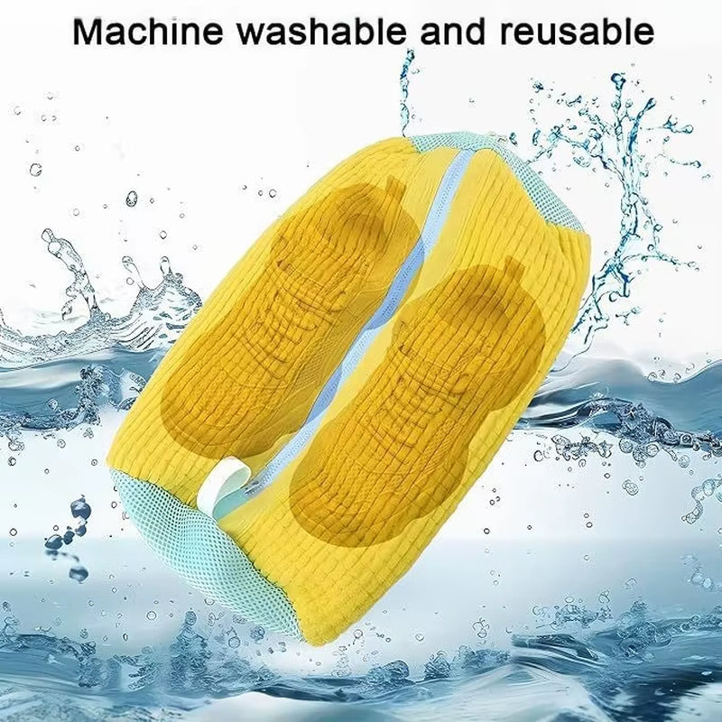 2Pcs Shoe Washing Bag Washing Machine Laundry Bags Closure Shoes Cleaning Bag Fluffy Fibers Sneaker Protector Laundry Drying Bag
