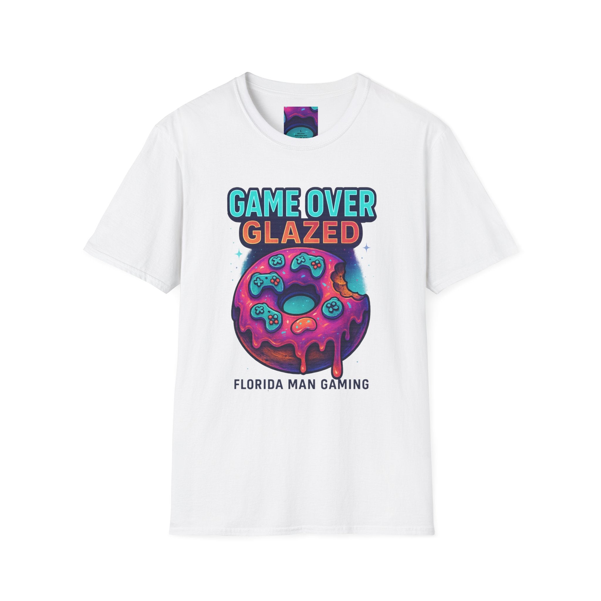 Retro Gamer Donut T-Shirt - Fun Gaming Tee, Unisex Softstyle, Perfect for Gamers, Gaming Events, Birthday Gifts, Casual Wear
