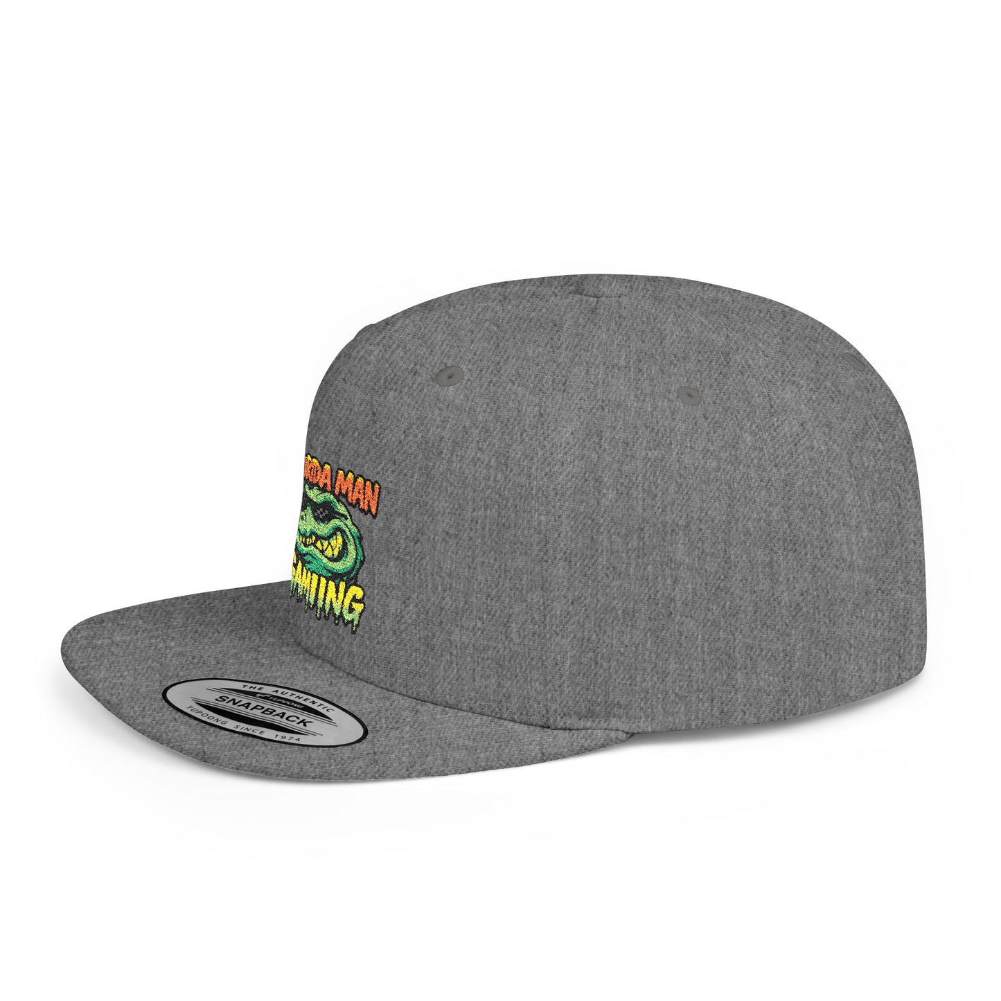 Florida Man Gaming Snapback Hat, Trendy Flat Bill Cap, Fun Gaming Accessory, Perfect for Gifts, Casual Style, Summer Vibes