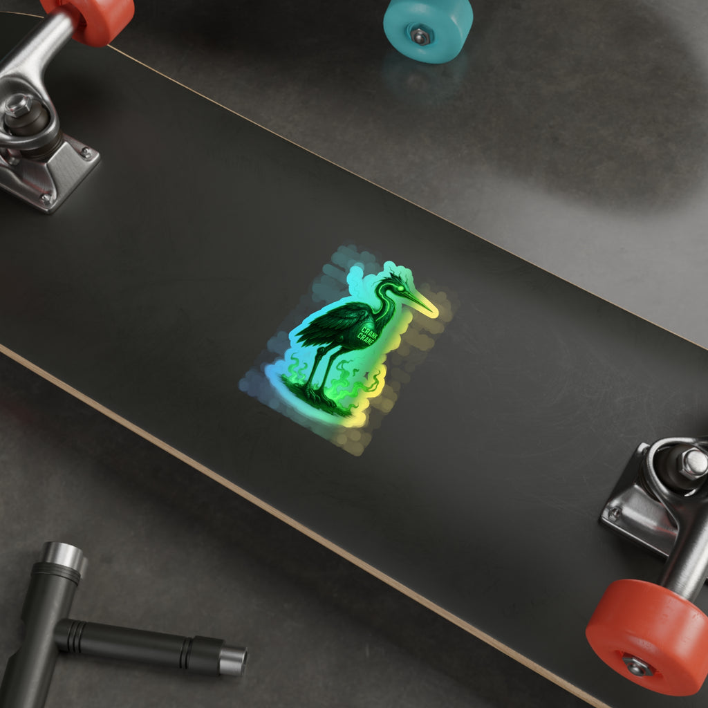 Holographic Crane Die-Cut Stickers | Unique Skateboard Decor, Artful Journaling, Vibrant Gifts for Nature Lovers, Party Favors