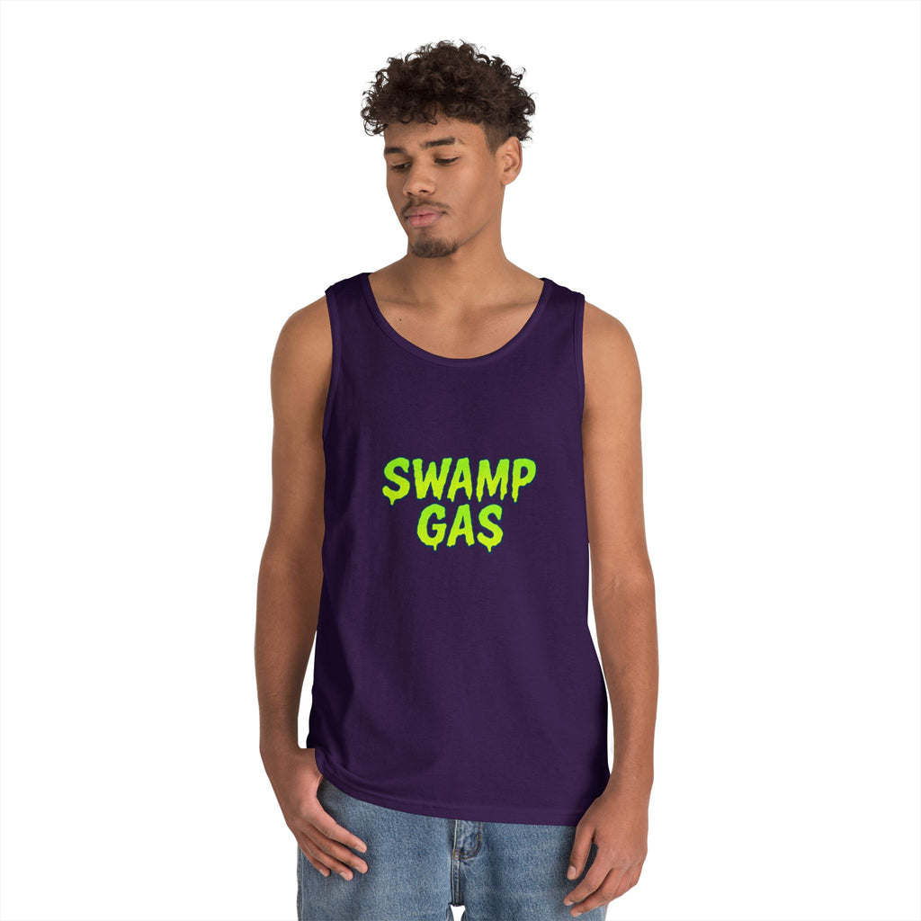 Swamp Gas Unisex Heavy Cotton Tank Top, Funny Summer Shirt, Graphic Muscle Tee, Casual Wear, Gift for Monster Lovers