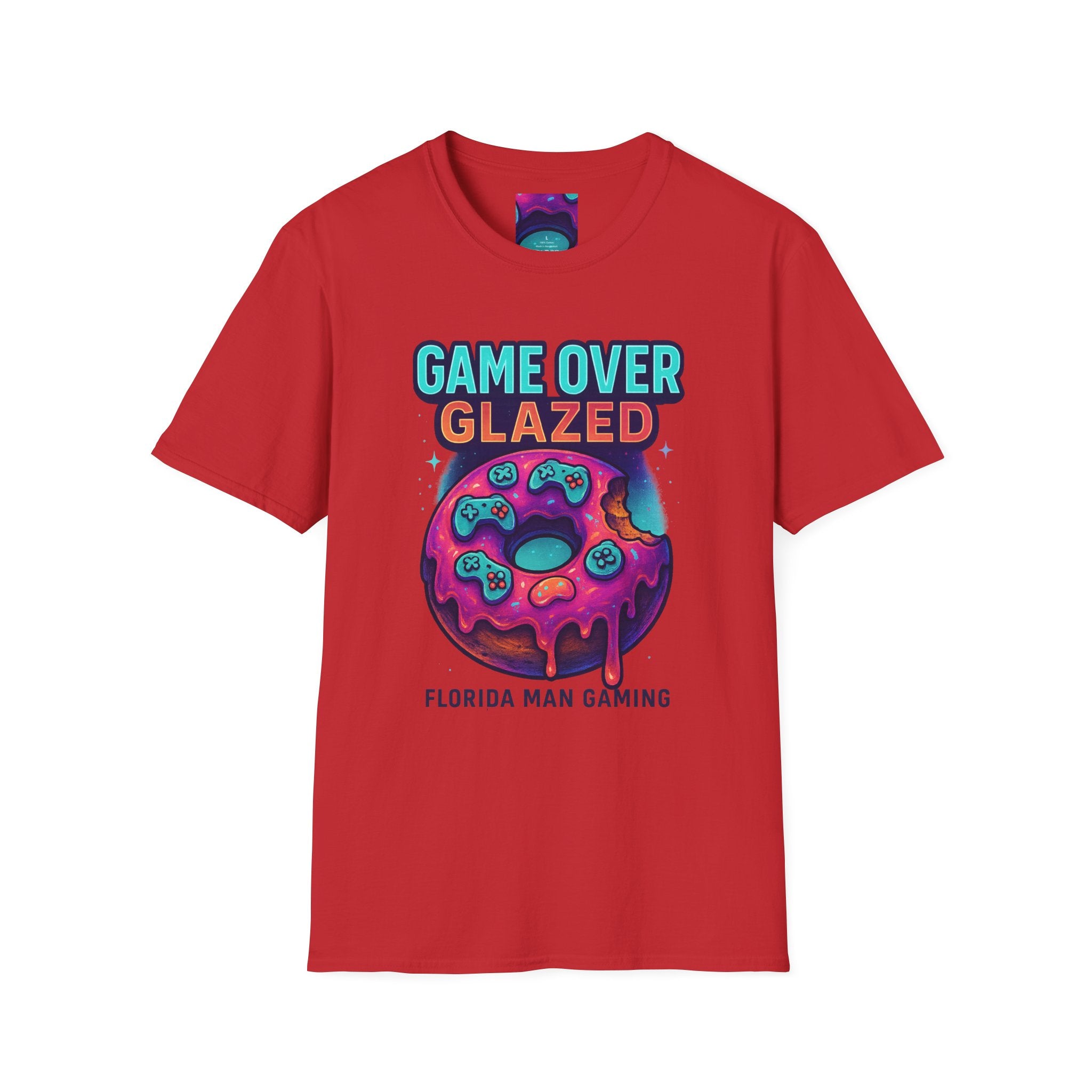 Retro Gamer Donut T-Shirt - Fun Gaming Tee, Unisex Softstyle, Perfect for Gamers, Gaming Events, Birthday Gifts, Casual Wear