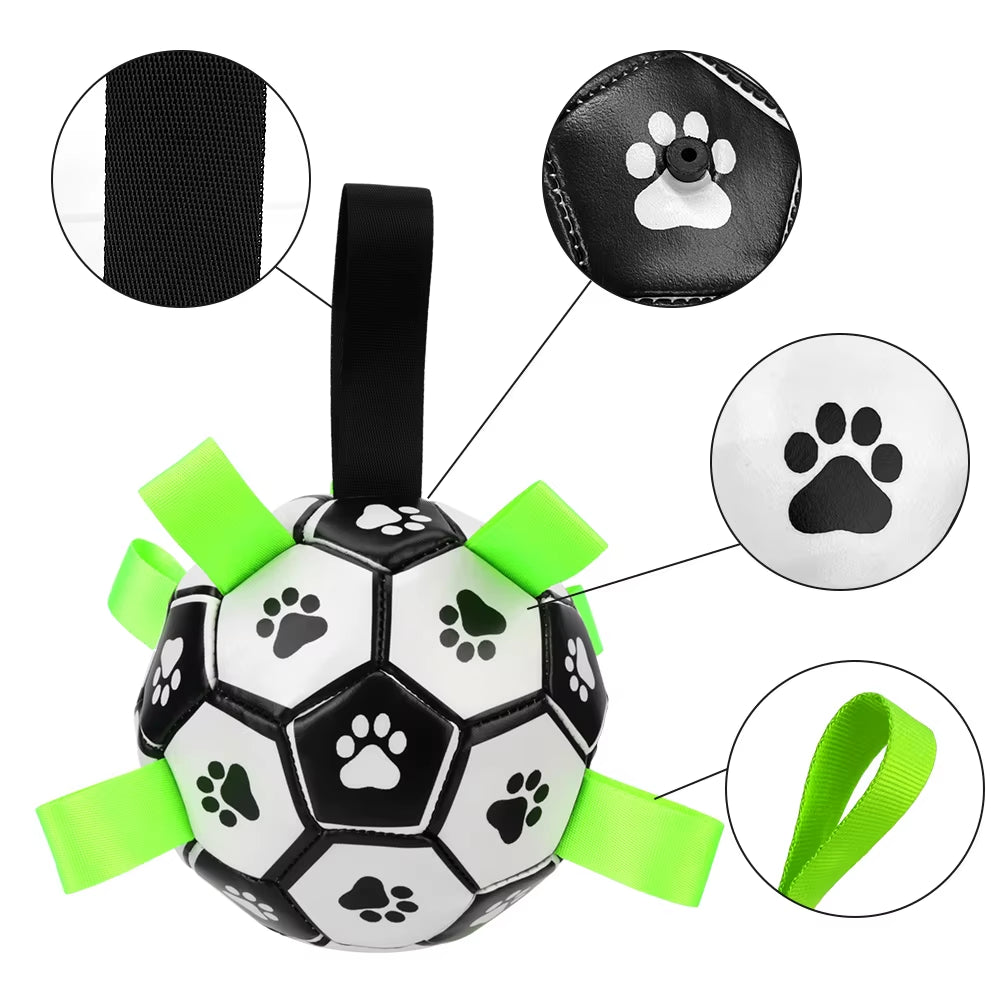 Dog Toys Soccer Ball with Grab Tabs Interactive Dog Balls Toys Durable Puppy Outdoor Training Soccer Pet Football Toys