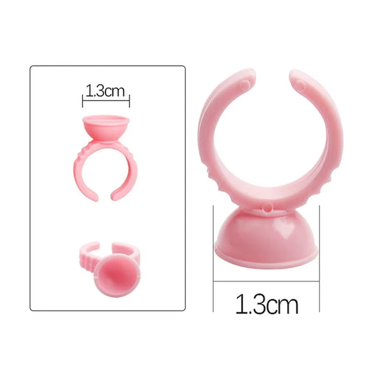 100Pcs/Set Eyelash Extension Glue Rings Glue Holder Tool Kit Set Professional Makeup Disposable Adhesive Eyelash