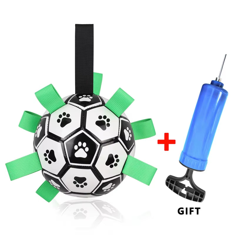 Dog Toys Soccer Ball with Grab Tabs Interactive Dog Balls Toys Durable Puppy Outdoor Training Soccer Pet Football Toys