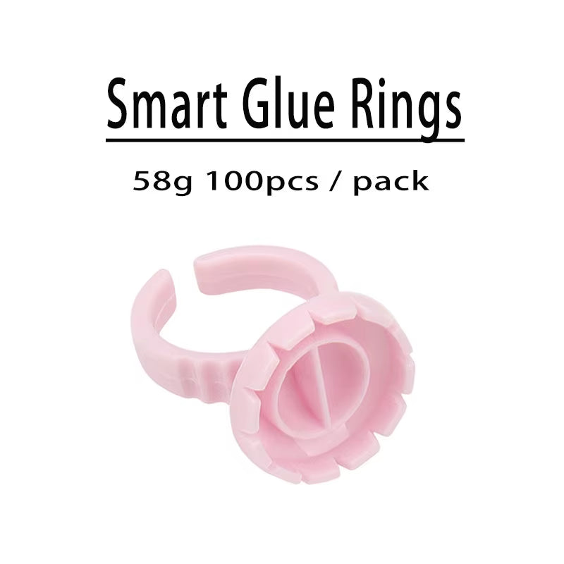 100Pcs/Set Eyelash Extension Glue Rings Glue Holder Tool Kit Set Professional Makeup Disposable Adhesive Eyelash