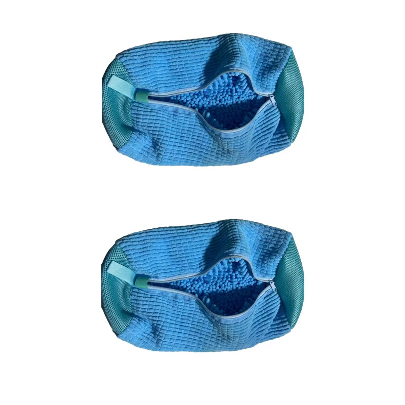 2Pcs Shoe Washing Bag Washing Machine Laundry Bags Closure Shoes Cleaning Bag Fluffy Fibers Sneaker Protector Laundry Drying Bag