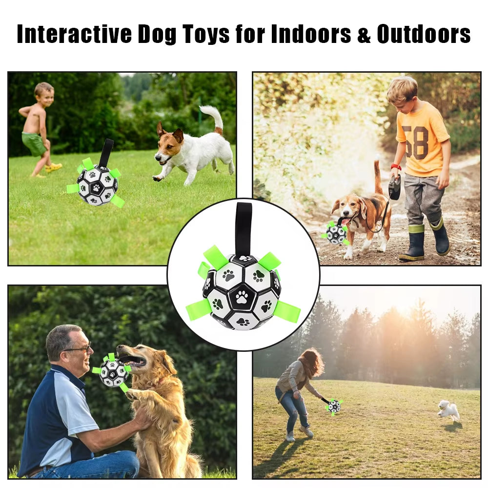 Dog Toys Soccer Ball with Grab Tabs Interactive Dog Balls Toys Durable Puppy Outdoor Training Soccer Pet Football Toys
