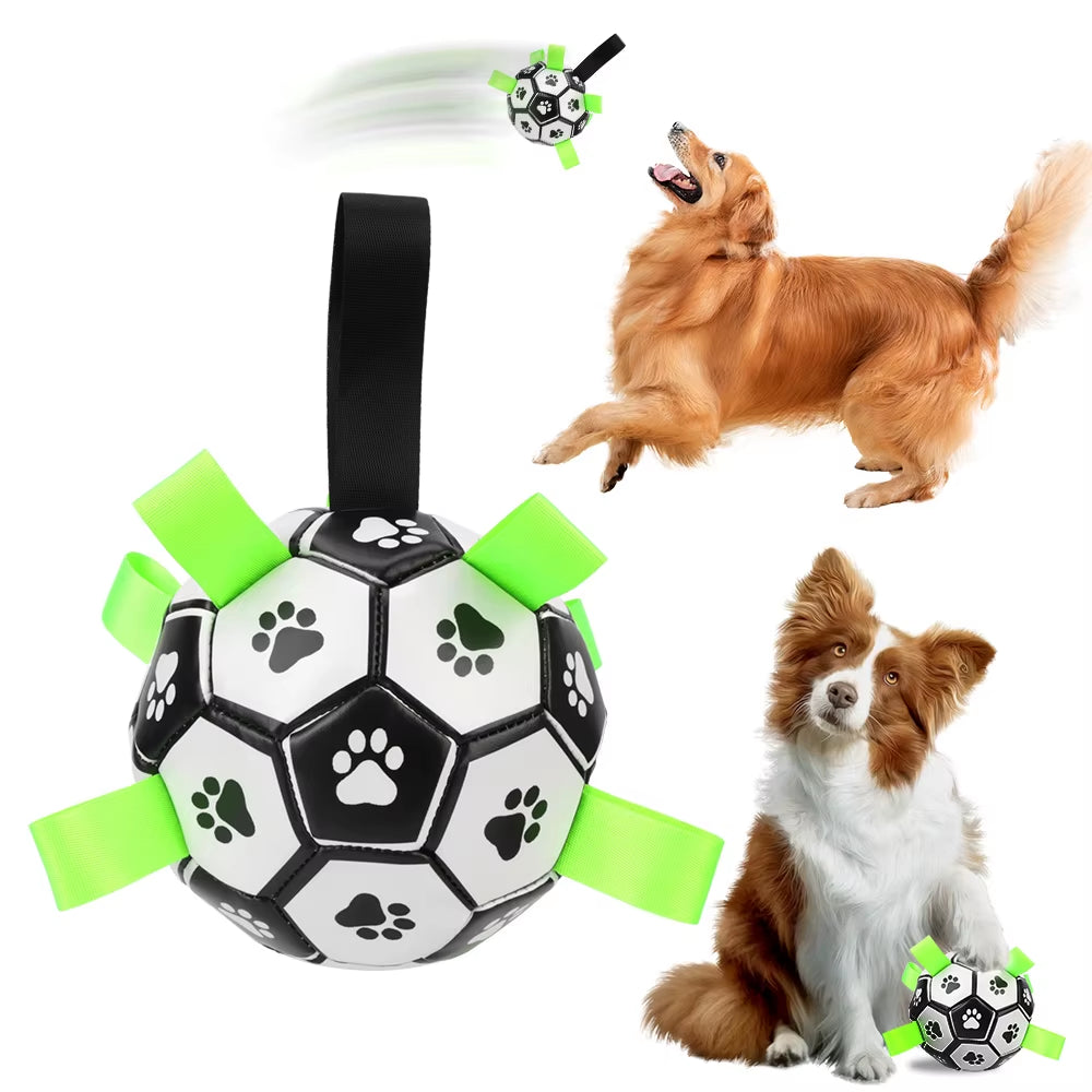 Dog Toys Soccer Ball with Grab Tabs Interactive Dog Balls Toys Durable Puppy Outdoor Training Soccer Pet Football Toys